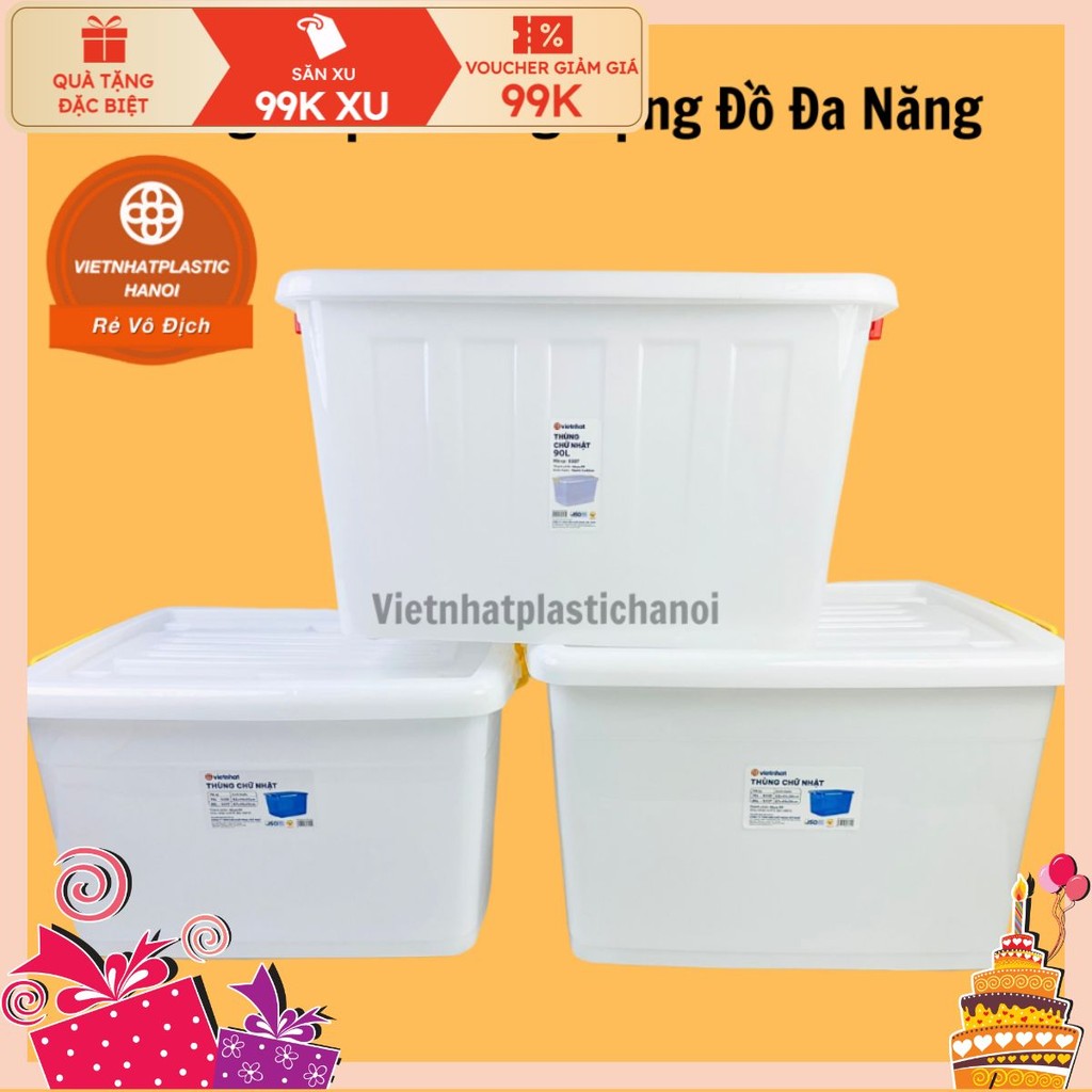 [ĐƯỢC KIỂM TRA HÀNG] Thùng Nhựa Vuông Đựng Đồ 55L/ 75L/85L/90L/125L  [SẴN HÀNG]