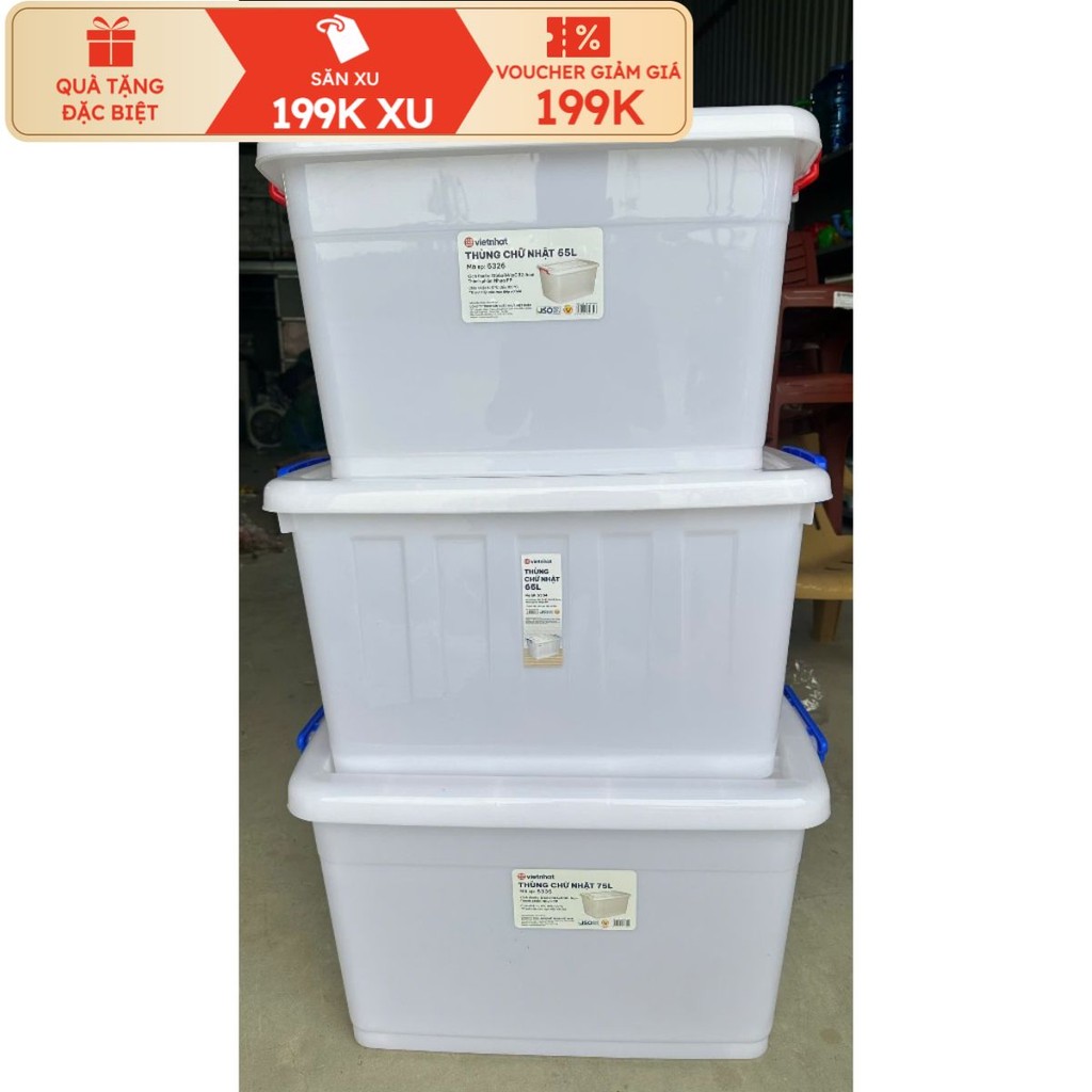 ( sỉ ) Thùng Nhựa 65L Vuông Đa Năng Có Bánh Xe, THÙNG 55L,65L,75L (mẫu mới)