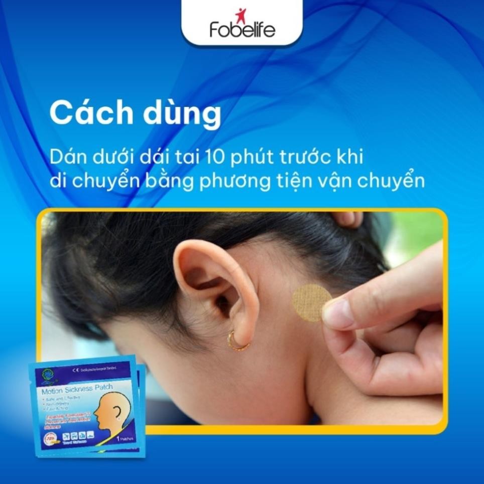 Miếng Dán Chống Say Xe Motion Sickness Patch Hộp 10 Miếng – Giảm Buồn Nôn, Chóng Mặt, An Toàn