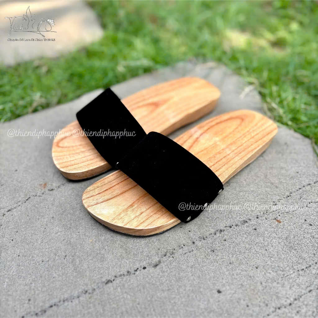 Guốc mộc mẹ và bé, Dép guốc gỗ nữ truyền thống đế 3 phân nhẹ bền quai nhựa gân dễ phối đồ truyền thố