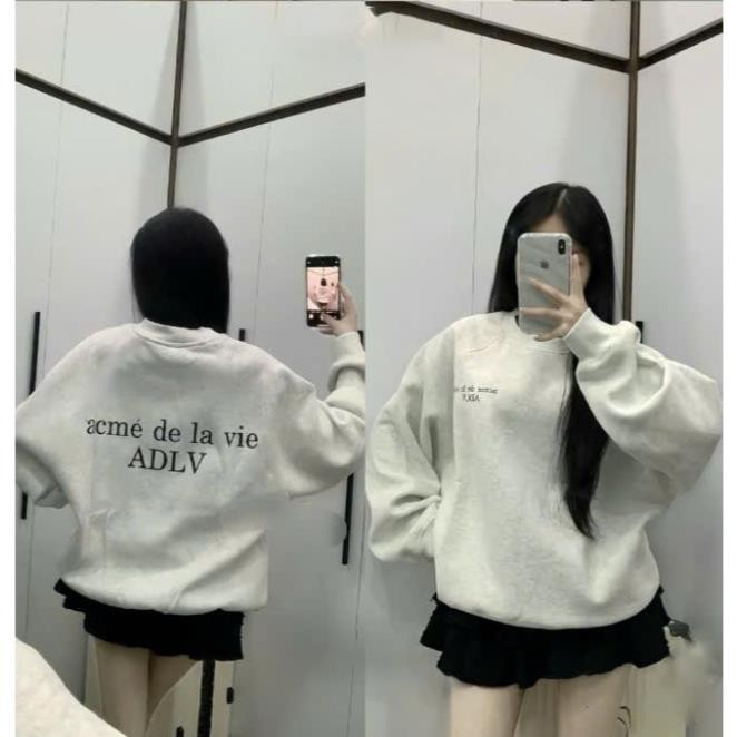 Áo nỉ Sweater A DE LA V.IE basic Black universe chất liệu nỉ bông cotton UT