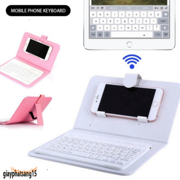 (7 MÀU) Bao Da Kèm keyboard Bluetooth Cho Iphone / Android 4.5-6-7.8inch Đa Năng