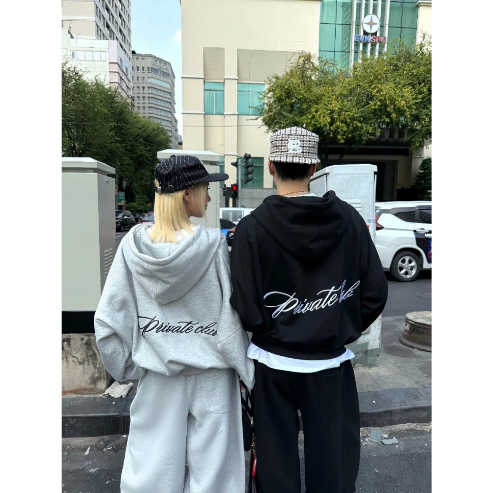 ÁO HOODIE ZIP PRIVATE CLUB EMPTI AK-09 - ÁO KHOÁC NAM NỮ BOXY Hot Trend 2025