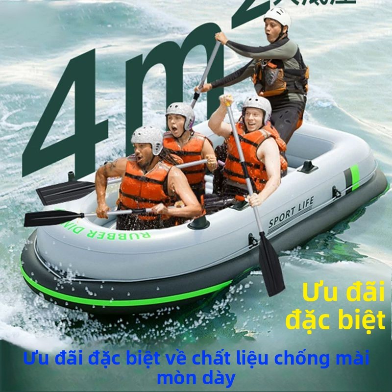 Thuyền Kayak Bơm Hơi Thuyền Cao Su Dày Thuyền Bơm Hơi Kayak Câu Cá, Lưới Câu Cá, Phao Gấp, Đệm Không