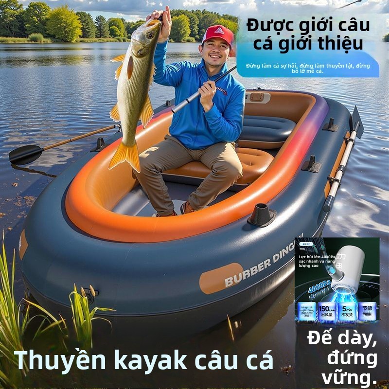 Thuyền Kayak Bơm Hơi Mới Thuyền Cao Su Ngoài Trời Dày Dặn Thêm Dày Chịu Mài Mòn Thuyền Kayak Đôi Câu