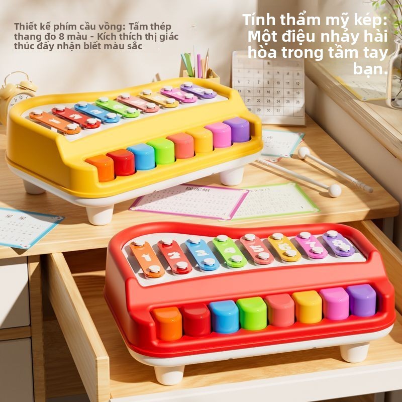 Đồ chơi đàn piano cho trẻ em8Đồ chơi nhạc cụ piano cho bé, âm thanh gõ tay, piano nhỏ có thể chơi, q