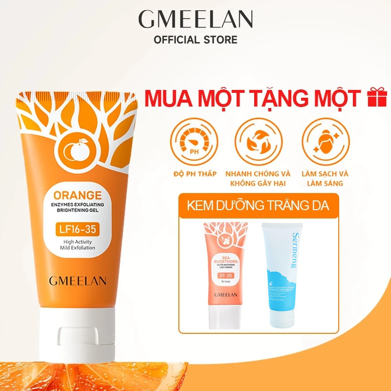 GMEELAN 2PCS GEL TẨY TẾ BÀO CHẾT TÁC ĐỘNG CAM ENZYMES 50g + kem lười nâng tone kem lười 30g  Kem làm
