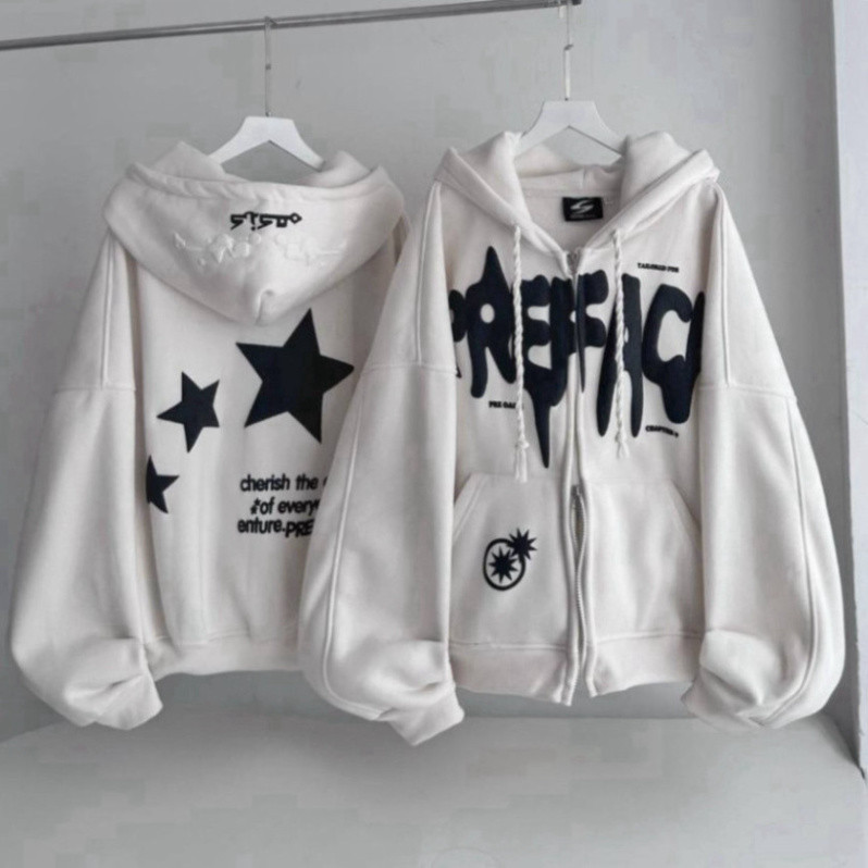 Áo Khoác Nỉ Bông In Nổi Boxy THREE STARS Unisex_SSSTore