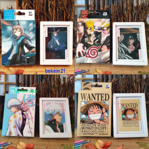 Bộ Bài Tây Tú Lơ Khơ 54 Lá In Hình One Piece, Naruto, Dragon Ball