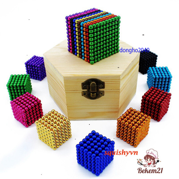 bi nam châm xếp hinh thông minh cho bé 8 màu 216 viên