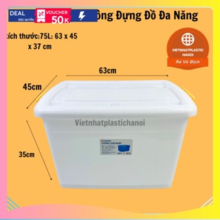 ( SỈ ) COMBO 5- thùng nhựa chữa nhật 75l có lắp đậy ,có bánh xe , thùng đựng quần áo ,thùng đựng bát đĩa (ship hỏa tốc)