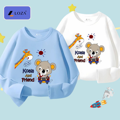 Áo thun dài tay bé trai in Koala and Friend cho bé từ 15-40kg - Áo thu đông trẻ em Loza Kids - KT3252