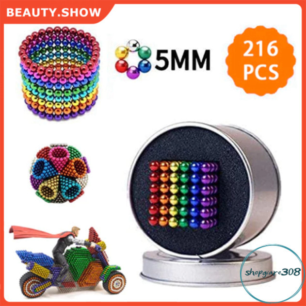 🏆FREESHIP🏆216 Viên Bóng Từ Tính 5mm Mini Buck Tăng Cường Sự Sáng Tạo, Giảm Căng Thẳng, Quà Tặng DIY