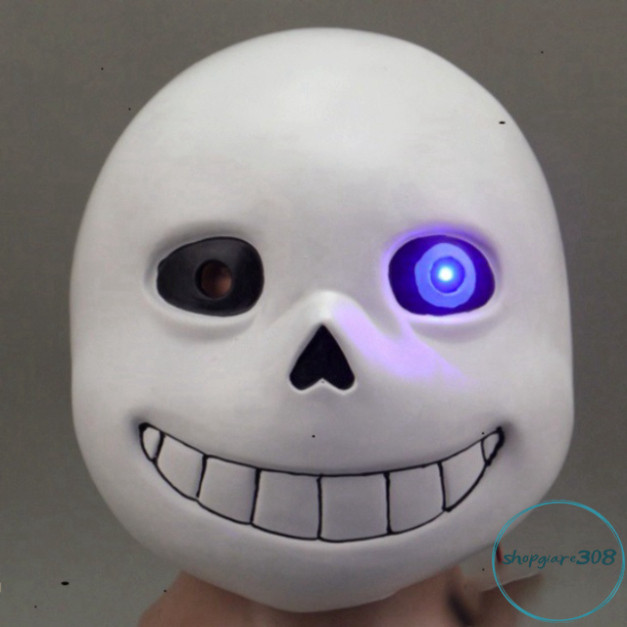 Mặt nạ hình đầu mắt xanh nhân vật game Undertale Sans, mặt nạ cá và mặt nạ hacker độc đáo.