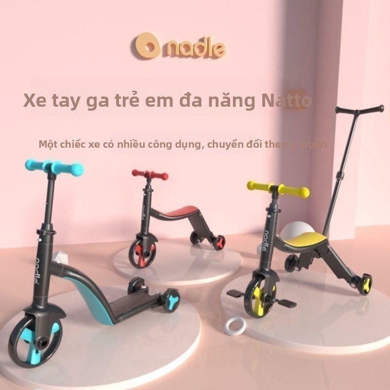 nadle Xe Scooter Trẻ Em Natto Đa Chức Năng Xe Scooter Ba Bánh Xe Scooter 3-trong-1 Xe Scooter 2-tron