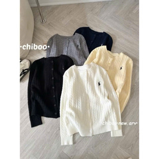  Dau_Store86   Áo Cardigan Len Thừng Cổ Tròn Áo Khoác Chất Len Dày Dặn Mềm Mịn Màu Trơn Thêu Ngựa Ngực Thời Trang Nữ 