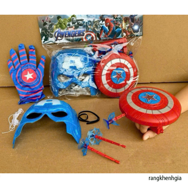 Bộ Đồ Chơi Captain America – Bao gồm Mặt Nạ, Găng Tay, Khiên và Nỏ Bắn Tên Thú Vị