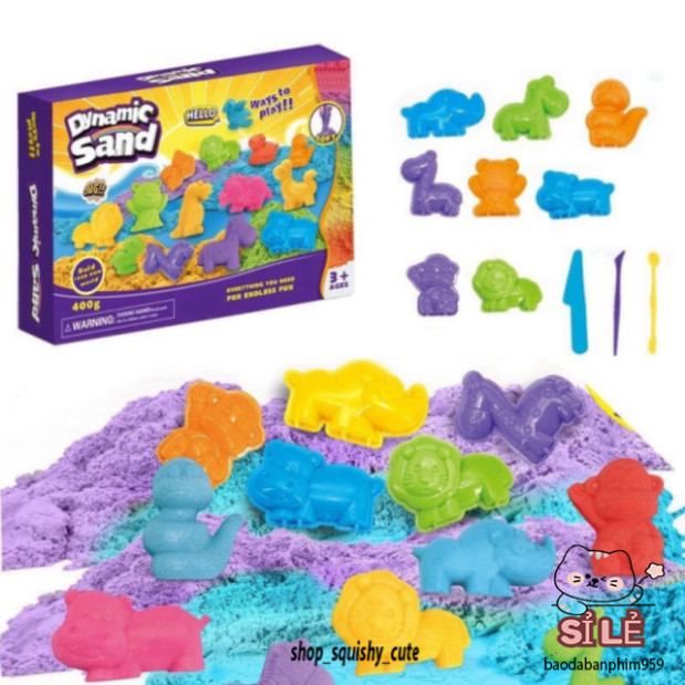 ```Bộ đồ chơi cát vi sinh an toàn cho trẻ, có khuôn nặn giúp phát triển tư duy tại TIGER Store.```