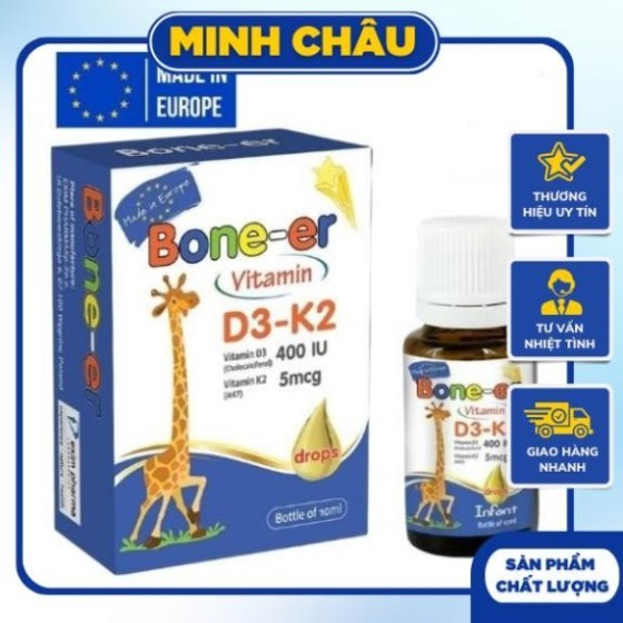 [CHÍNH HÃNG] VITAMIN D3 NHỎ GIỌT BONE - ER (Lọ 10 ml) BỔ SUNG D3 VÀ K2 CHO BÉ TỪ 0 THÁNG TUỔI