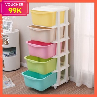 [VIỆT NHẠT CHÍNH HÃNG] Tủ nhựa đa sắc ngăn kéo 5 tầng có bánh xe hàng [mới] 3638