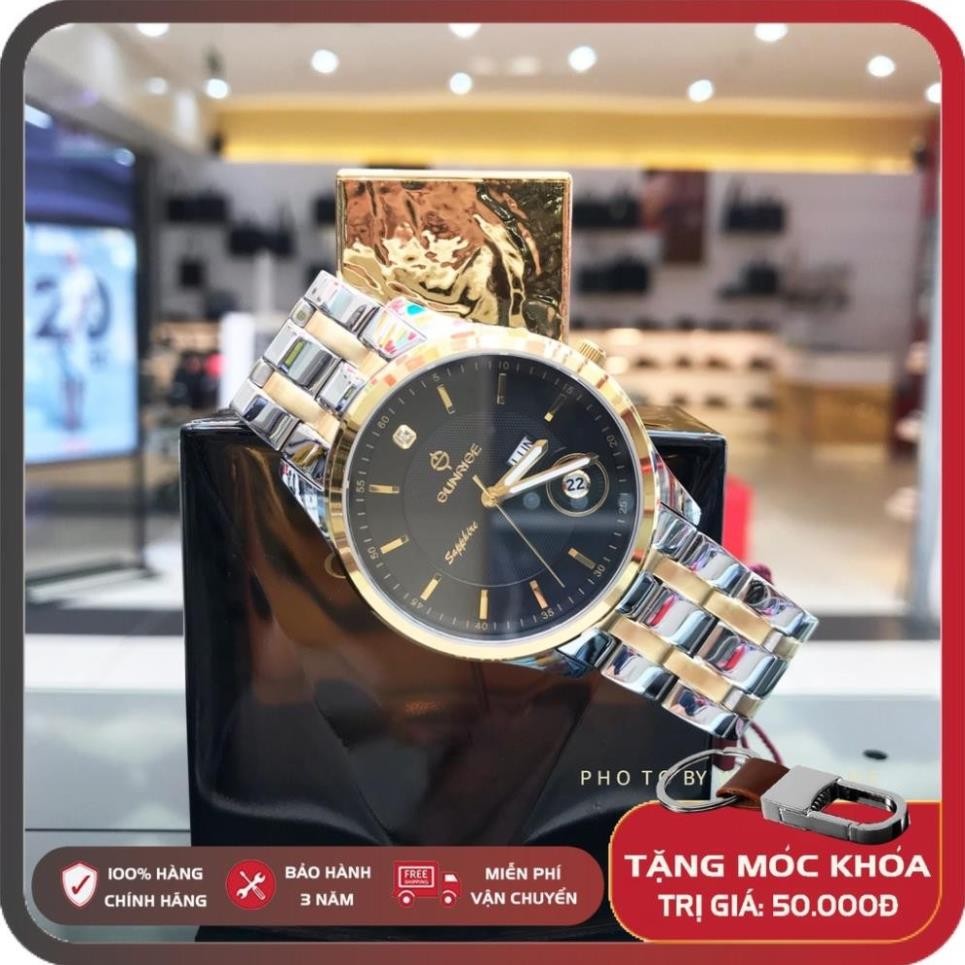 Đồng hồ Nam Sunrise DM784SWA [Full Box chính hãng, bảo hành 3 năm] mặt Sapphire Glass chống xước, ch