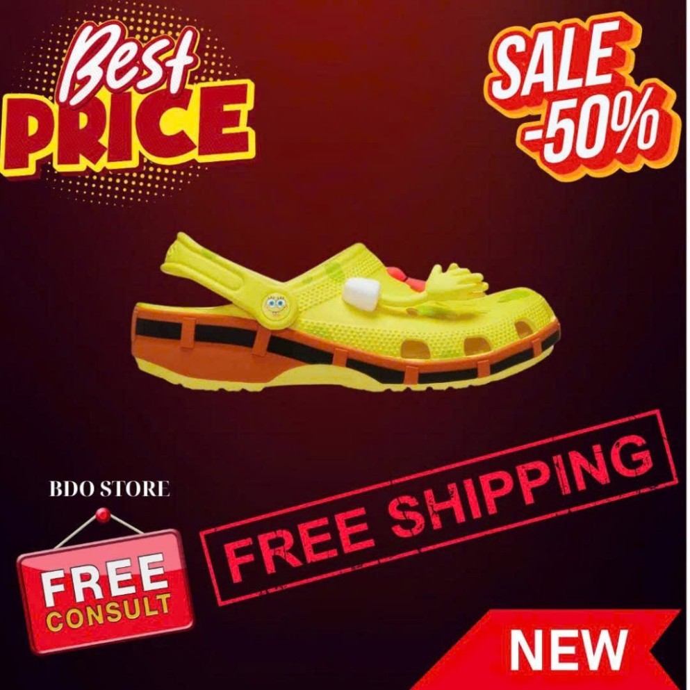 Dép Crocs Hình SpongeBob Vui Nhộn – Dép Đi Trong Nhà Ngoài Trời Cho Bé Và Người Lớn