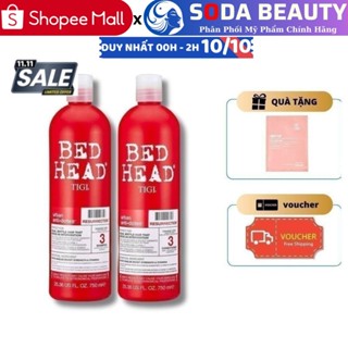 Dầu Gội Xả Tigi Đỏ Bed Head Phục Hồi Cấp Độ 3 - 750ml Cặp Dầu Gội Đầu Xả Phục Hồi Tóc Hư Tổn Nacos