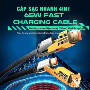 dây sạc siêu nhanh  4 trong 1 chống gẫy siêu bền tốc độ sạc siêu nhanh 65w bảo hành 12 tháng SP01