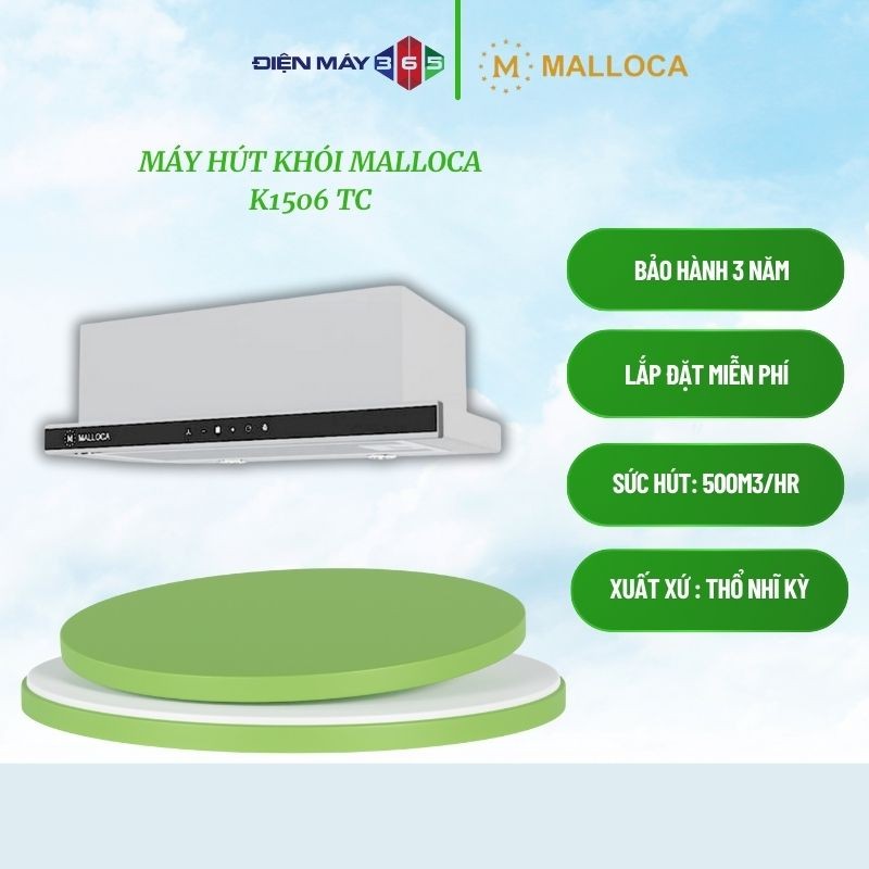 Máy hút mùi MALLOCA K1506 TC âm tủ, hiện đại, công suất mạnh 500m³/h, dễ sử dụng