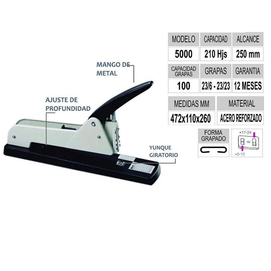 Dập ghim cán dài Kw-Trio 5000 bấm kim giữa cuốn tập giữa giấy A3 bấm 240 tờ - CAM KẾT CHÍNH HÃNG