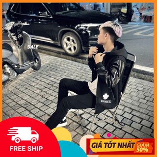  Áo Khoác Dạ Phối Tay Da DSQ Icon Chữ Thêu Nổi 2 Lớp - Áo Khoác ICON Nam Nữ Dáng Rộng Uniex Nam Nữ Dày Dặn Phong Cách 2K4 