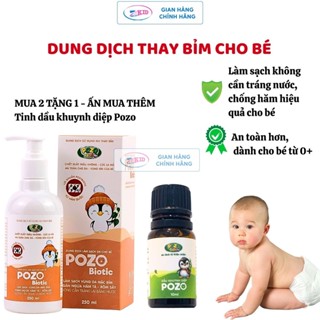 Dung dịch thay bỉm cho bé Pozo Biotic, không cần tráng nước, làm sạch, ngừa hăm hiệu quả 250ML