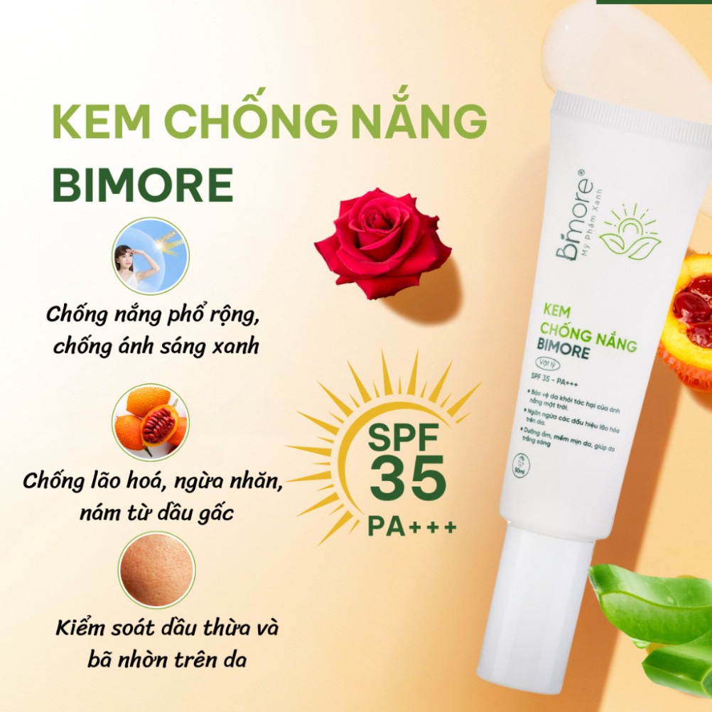 A  Kem Chống Nắng Bimore SPF 35 - PA+++ Dưỡng Da Và Ngăn Tia UVA & UVB A