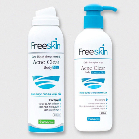 A  Combo xịt mụn lưng Freeskin và gel tắm Freeskin giảm mụn, mờ thâm, dưỡng da sau mụn A