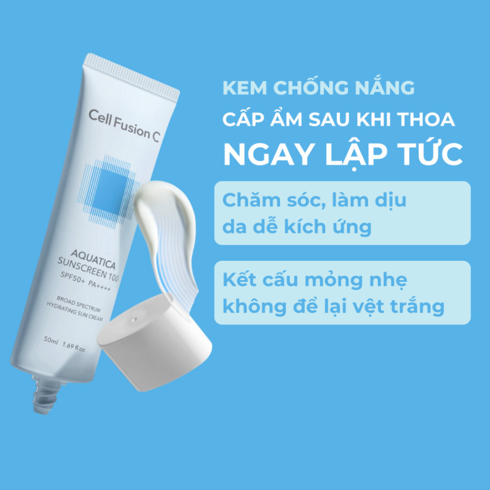 A  Kem Chống Nắng Cấp Ẩm & Làm Dịu Cell Fusion C Aquatica Sunscreen 100 SPF50+ PA++++ A