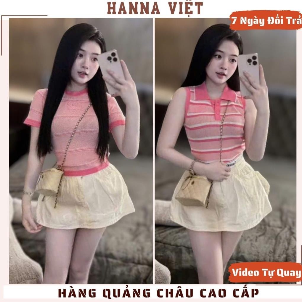 Áo Nữ, Áo Len Nữ, Áo Len Mongtoghi Hồng Kẻ Ngang Co Giãn Hotgirl Siêu Xinh H11 Ms900