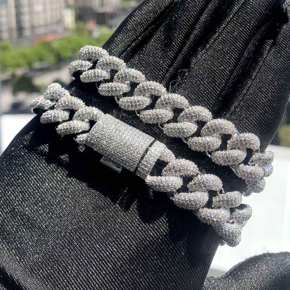 European and American New Products15mm Bubble Chain Cuban Chain Bracelet Hiphop Street Style Persona