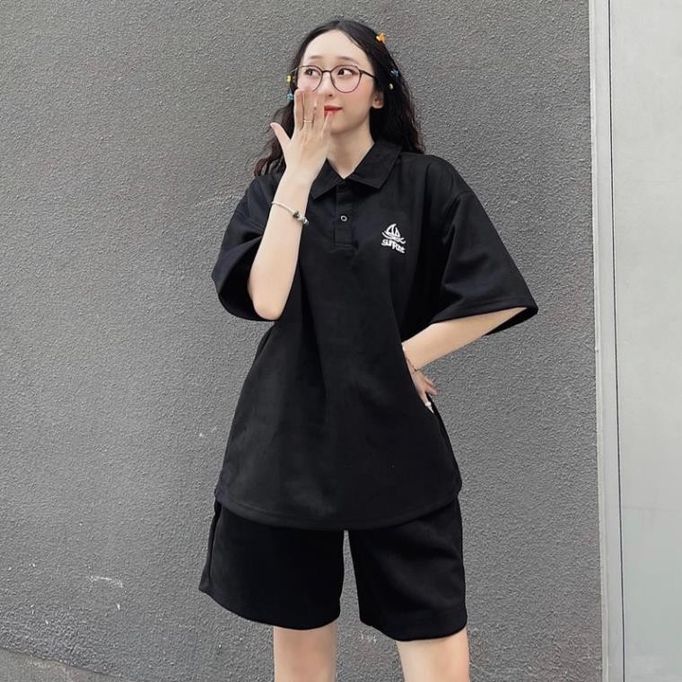 Set bộ MODO vải da lộn form nam nữ unisex 🖤/Set đồ nam nữ form rộng Jaystoree 2 màu ĐEN/XÁM 🖤
