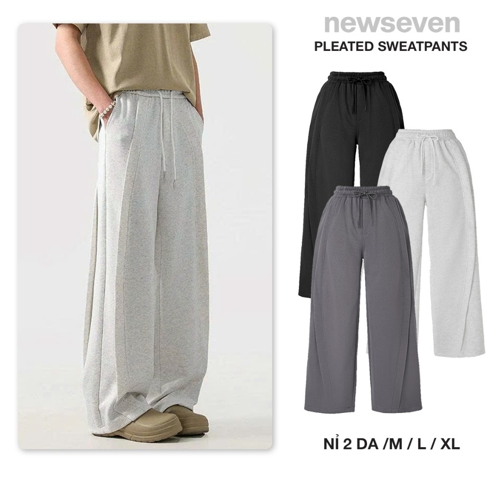 Quần Nỉ Ống Rộng NEW.SEVEN Pleated Sweatpants QD.390