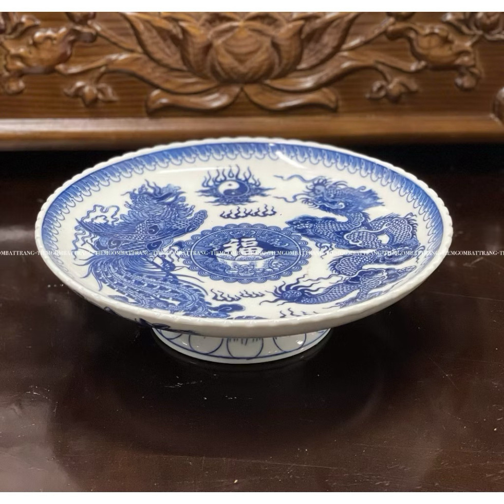 Mâm bồng xanh lam kĩ size lớn ,mâm bồng size 30-32-35-40cm