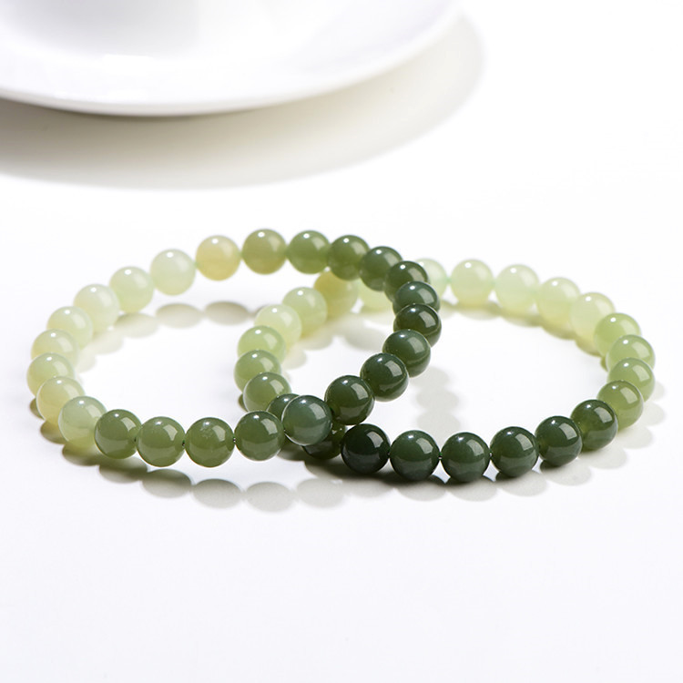 Jiuya Jewelry  Natural Clear Water Hetian Jade Round Bead Bracelet Xinjiang Gradient Yellow Hetian J