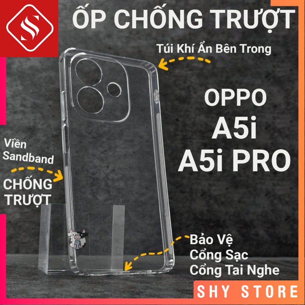 Ốp lưng Oppo A5i, A5i Pro ShyStore chống trơn trượt | Ốp điện thoại Oppo dẻo bảo vệ camera đt toàn d