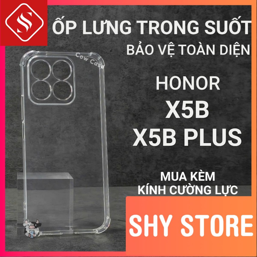 Ốp lưng Honor X5b, X5b Plus ShyStore trơn trong suốt | Ốp điện thoại Honor dẻo bảo vệ camera đt toàn