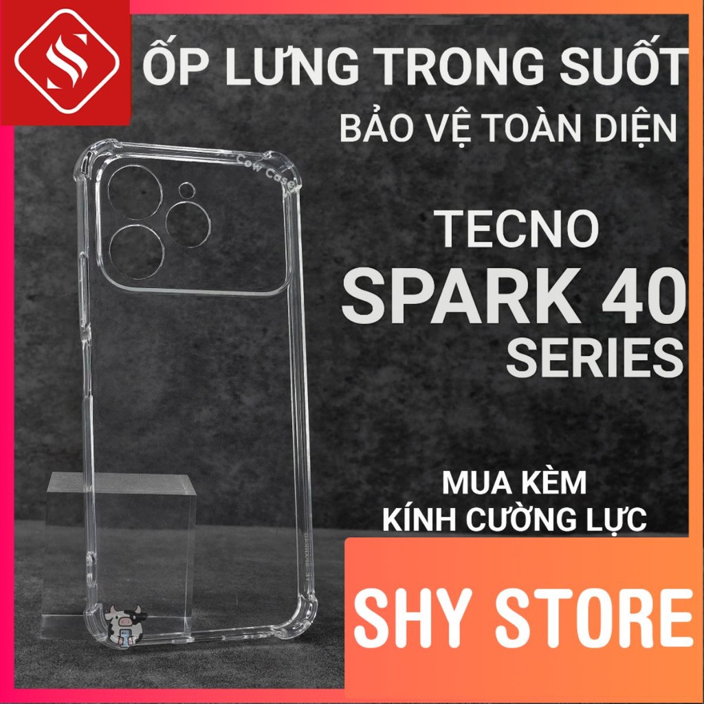 Ốp lưng Tecno Spark 40, 40C, 40 Pro Plus ShyStore trơn trong suốt | Ốp điện thoại Techno dẻo bảo vệ 