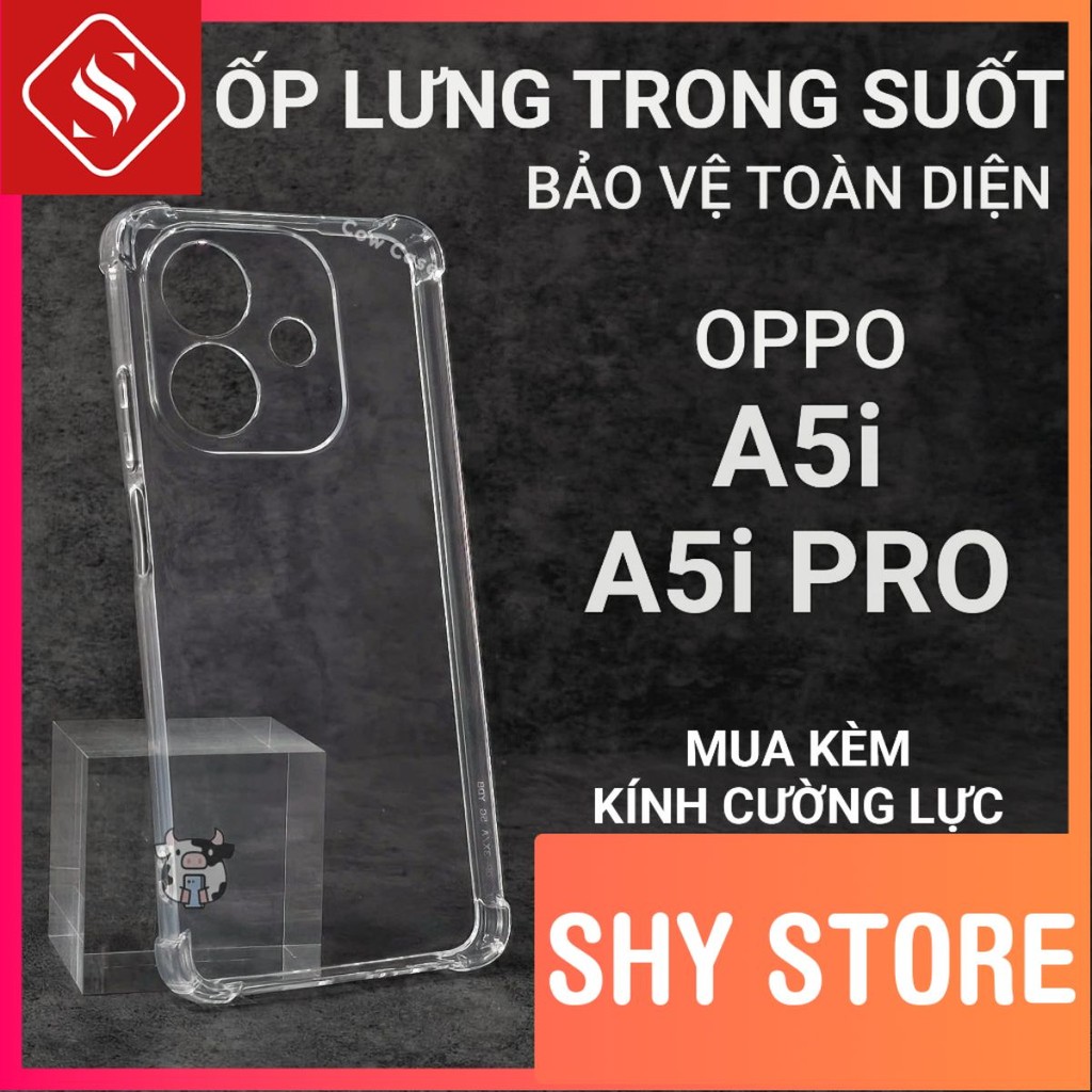 Ốp lưng Oppo A5i, A5i Pro ShyStore trơn trong suốt | Ốp điện thoại Oppo dẻo bảo vệ camera đt toàn di