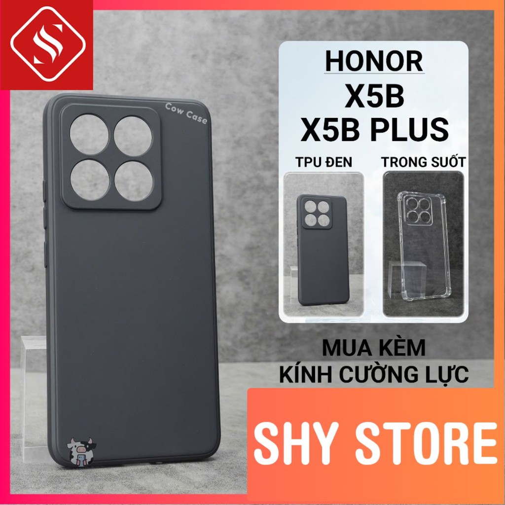 Ốp lưng Honor X5b, X5b Plus ShyStore trơn màu đen | Ốp điện thoại Honor dẻo bảo vệ camera đt toàn di