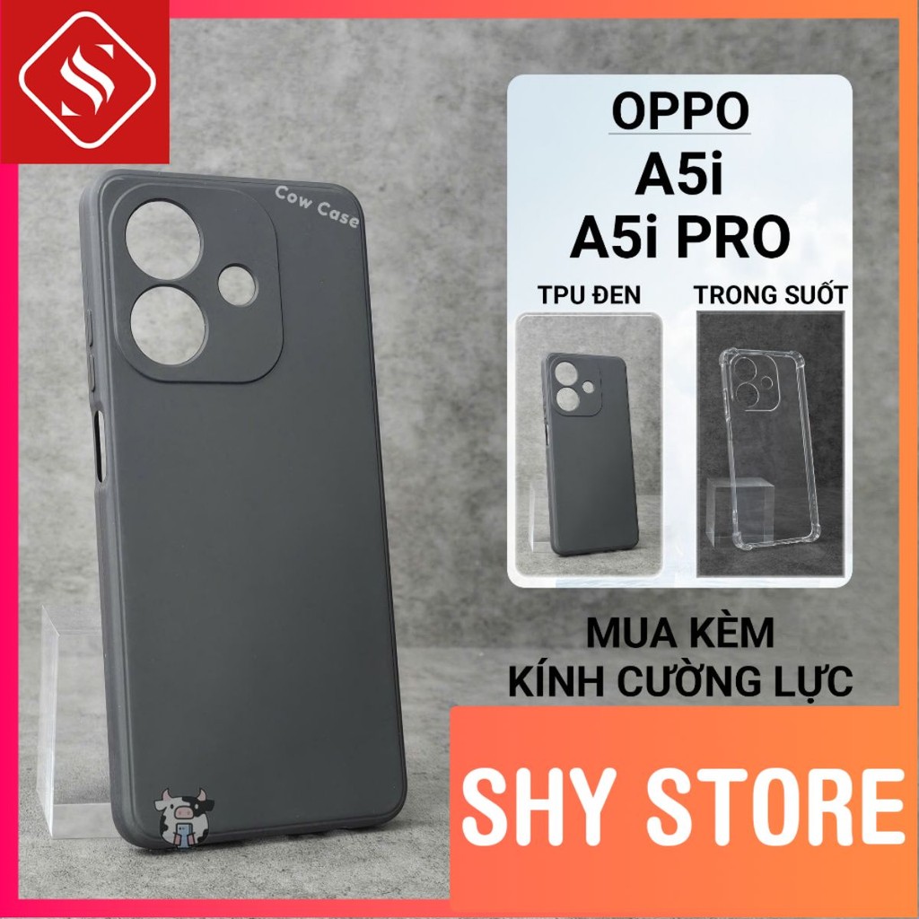 Ốp lưng Oppo A5i, A5i Pro ShyStore trơn màu đen | Ốp điện thoại Oppo dẻo bảo vệ camera đt toàn diện