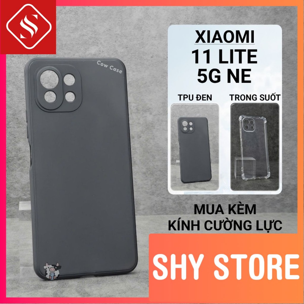 Ốp lưng Xiaomi 11 lite 5G NE ShyStore trơn màu đen | Ốp điện thoại Xiaomi dẻo bảo vệ camera đt toàn 