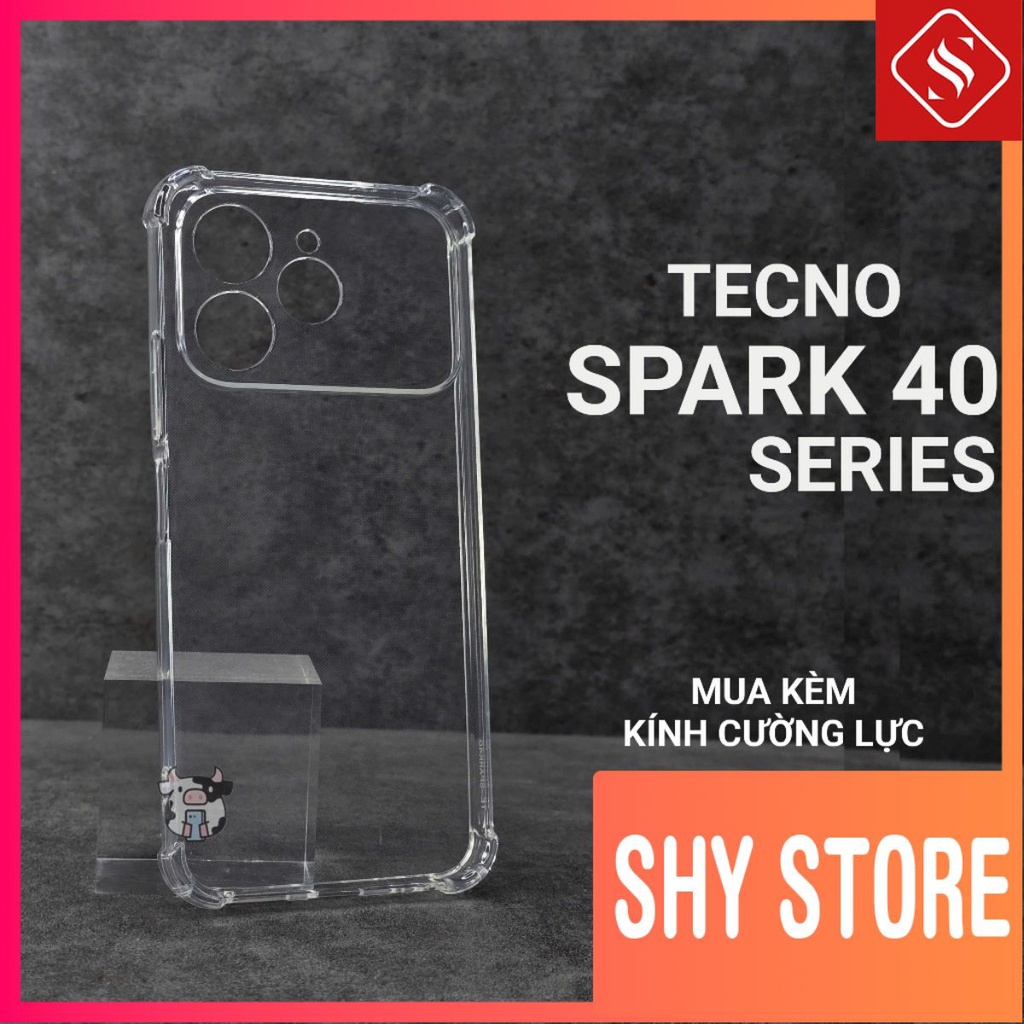 Ốp lưng Tecno Spark 40, 40C, 40 Pro Plus ShyStore trơn màu đen | Ốp điện thoại Techno dẻo bảo vệ cam