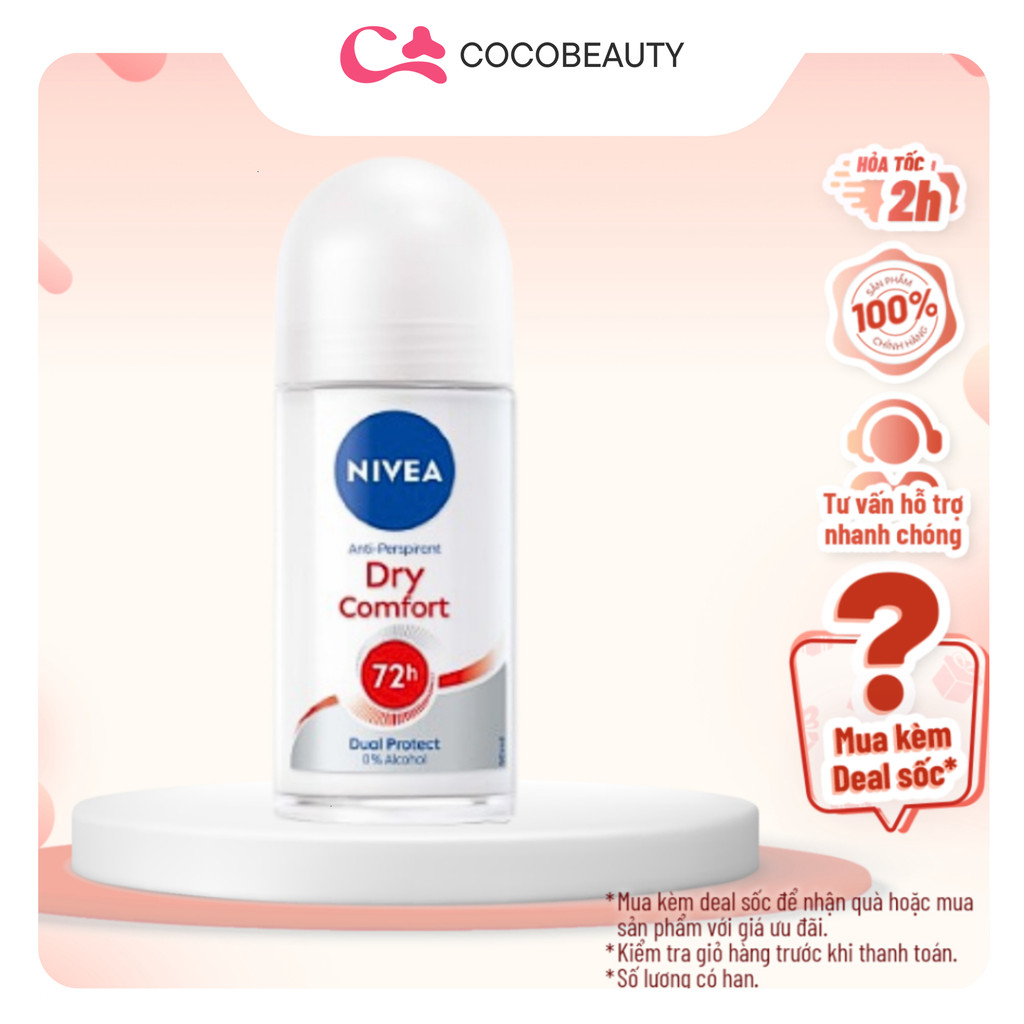NEW Lăn Khử Mùi Nivea Anti-Perspirant Roll On Dry Comfort 72H, Lăn Khử Mùi Nivea Khô Thoáng Cho Nữ 5